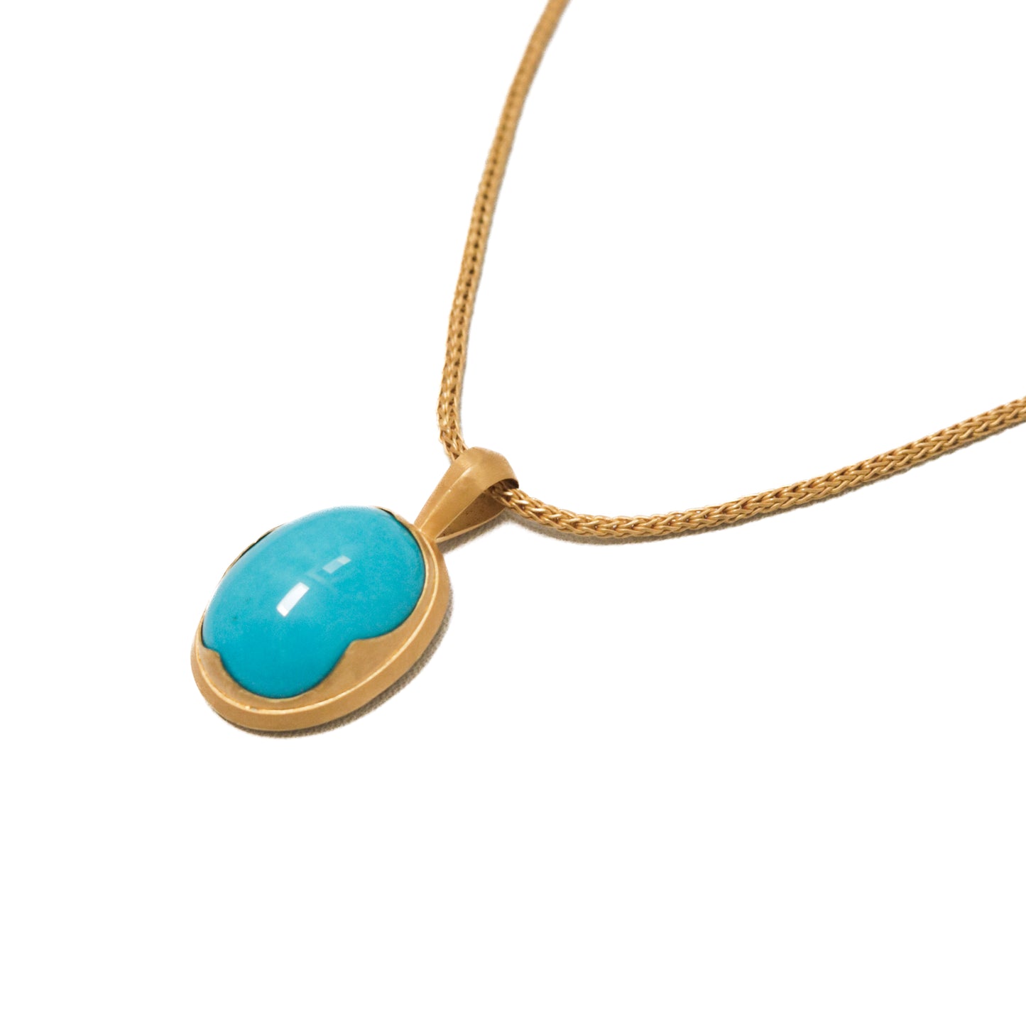 Fiore Oval Sleeping Beauty Turquoise Gold Necklace