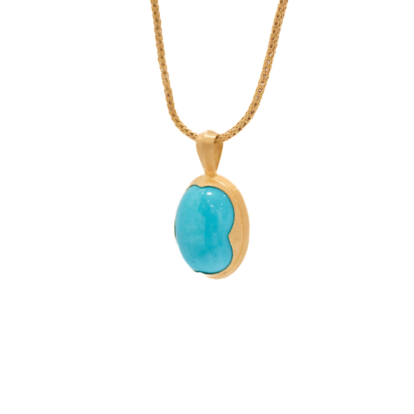 Fiore Oval Sleeping Beauty Turquoise Gold Necklace